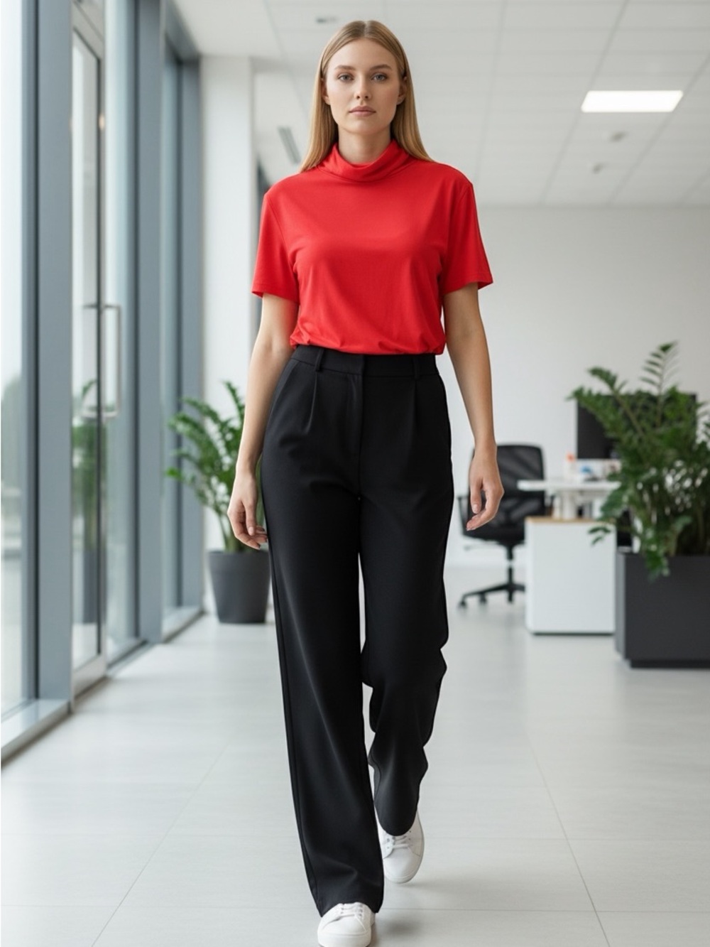 Lauren Ralph Lauren Red Short-Sleeve Turtleneck Jersey Tee | Size XL
